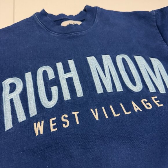Rich Mom West Village Sweatshirt Womens Small Blue Crew Neck Embroidered - Picture 4 of 14